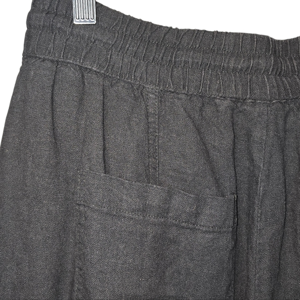 Zara Linen Blend Relaxed Tapered Leg Pull On Drawstring Pants Gray Size Small - Picture 8 of 11